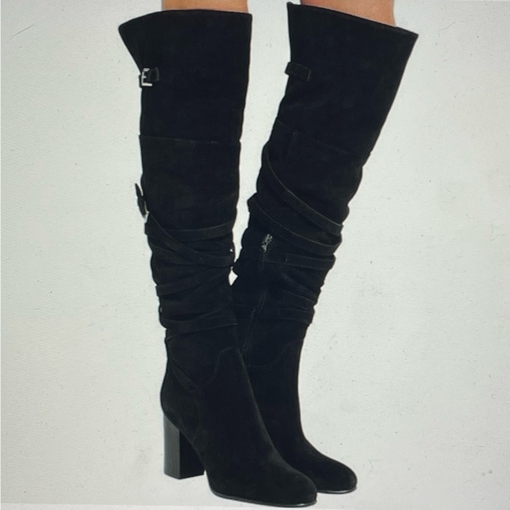 Sam Edelman boots thigh high sz 6 Sable suede black